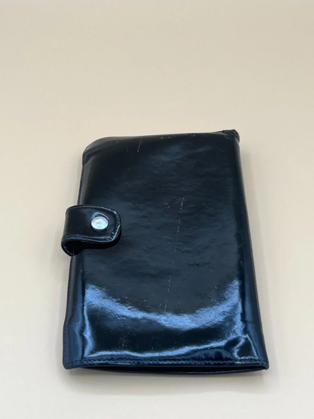 Title: CHANEL Vintage Black Patent Leather CC Logo Long Wallet Kisslock Coin Mad